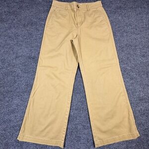 Loft The Monroe Wide Leg Petite Chino Pants Tan Khaki Size 6P High Rise Cotton